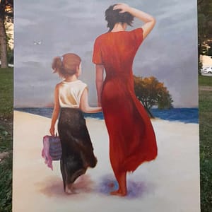 Motherhood, oil painting