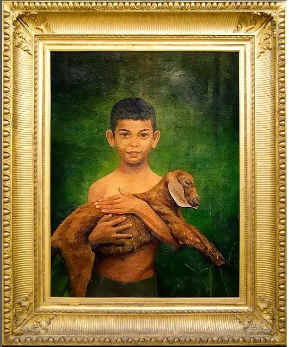 Child guarding the nature - Beautiful piece of still nature art for the distinguished Painter Ahlam Tanhaei