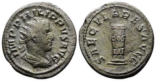 Silver Roman Antoninianus for the emperor Philip I The Arab