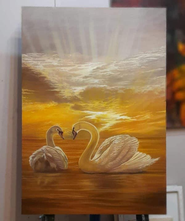 Swan Song, Oil painting
